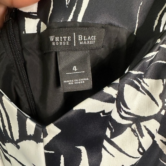 White House Black Market Beautiful Monochrome Leaf Print Midi Dress.Sz 4. - Picture 6 of 7